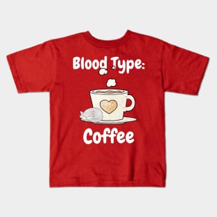 Blood Type Coffee Cat Kids T-Shirt